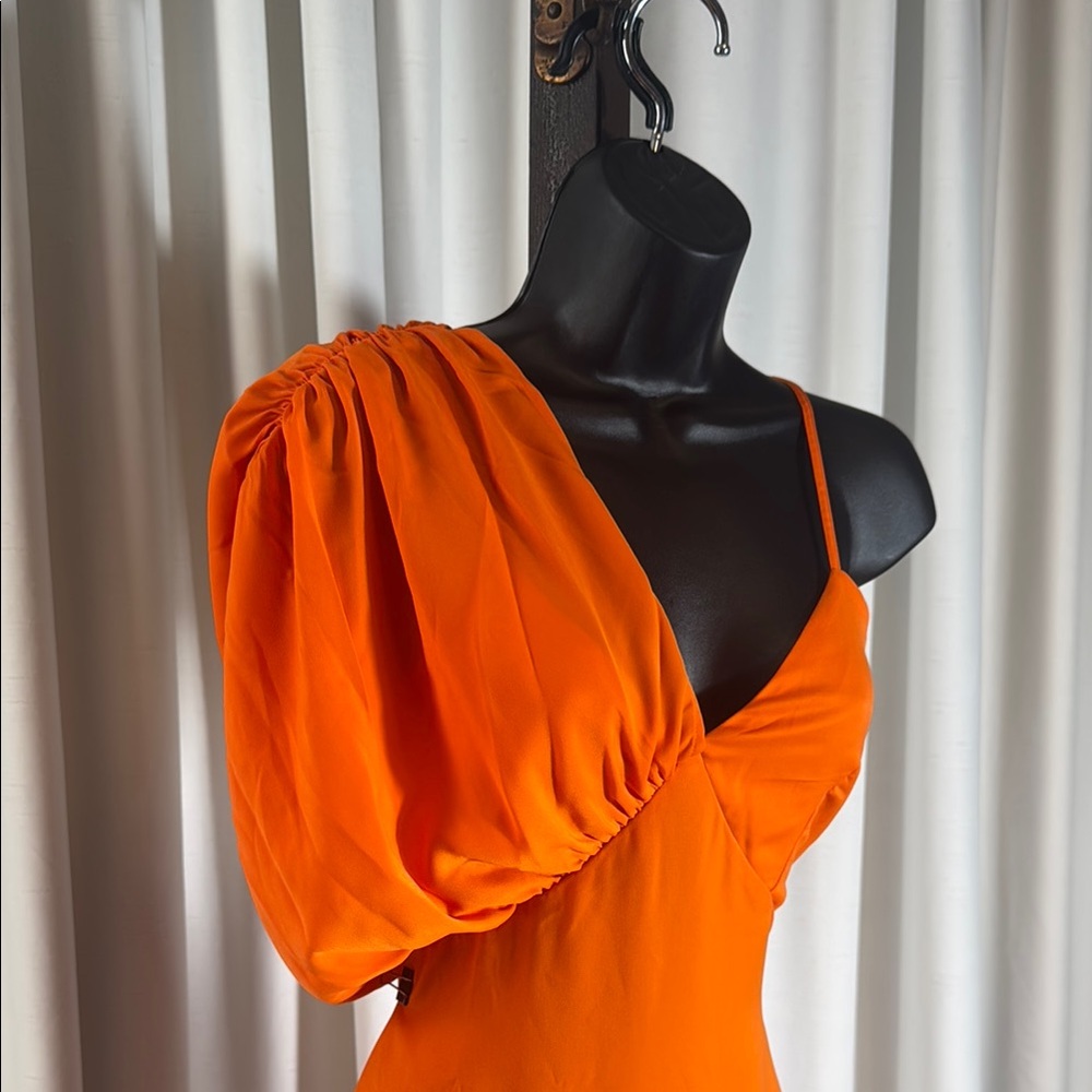 Orange Asymmetrical Ruffled Cocktail Sundress - Picture 9 of 16